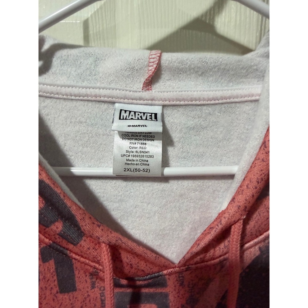 Marvel Deadpool Men's 2XL Red All Over Comic‎ Print Pullover Hoodie NEW - Picture 3 of 8